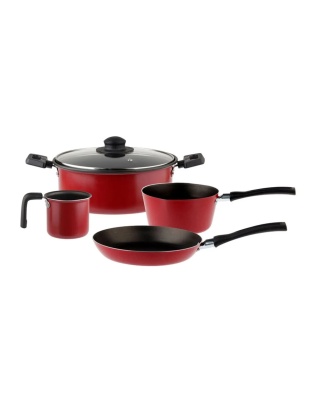 BATERIA DE COCINA DELEITE 5 PIEZAS COLOR ROJO, MARCA EKCO, MOD. 86541