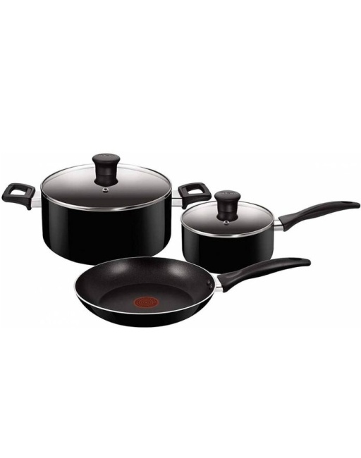 BATERIA DE COCINA FAMILY COOK, 5 PIEZAS, COLOR NEGRO, MARCA T-FAL, MOD. A741S585
