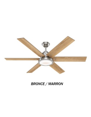 VENTILADOR 60" 6 ASPAS C/ LUZ EN COLOR BRONCE O NIQUEL, MARCA HUNTER, MOD. 59461