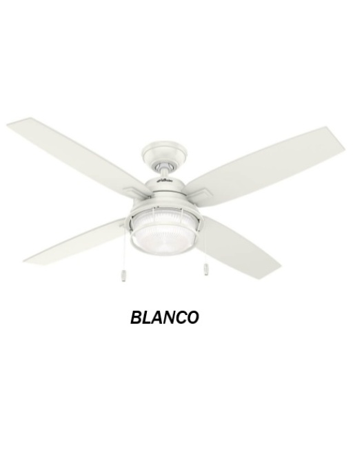 VENTILADOR 52" 4 ASPAS C/CADENAS C/LUZ COLOR OCALA NOBEL BRONZE O BLANCO, MARCA HUNTER, MOD. 59214
