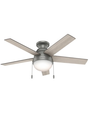 VENTILADOR DE TECHO ANSLEE C/LUZ 46" COLOR BLANCO MARCA HUNTER, MOD. 59269