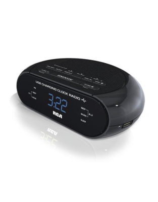 RADIO RELOJ DESPERTADOR USB DISPLAY MARCA RCA, MOD. RC207A