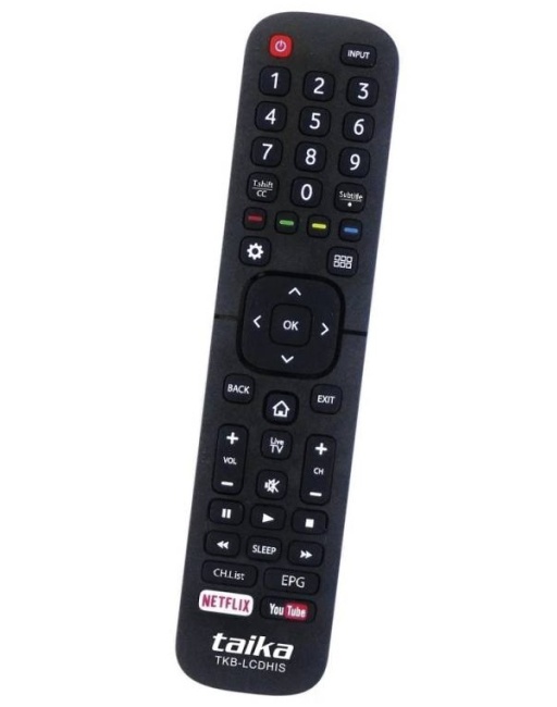 CONTROL REMOTO PARA TELEVISIONES SMARTV, LCD, LED, Y PLASMA PARA HISENSE, MARCA TAIKA, MOD. TKB-LCDHIS